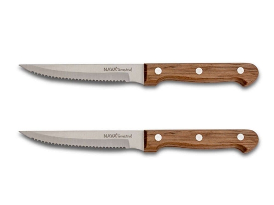 Μαχαίρι Κρέατος Terrestrial (Σετ 2Τμχ) 10-058-047 21,5cm Inox-Brown Nava Ατσάλι,Ξύλο