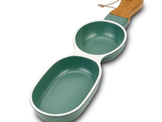 Ορντερβιέρα 2 Θέσεων Terrestrial 10-263-104 39x10x4cm Green-Natural Nava Πορσελάνη,Bamboo