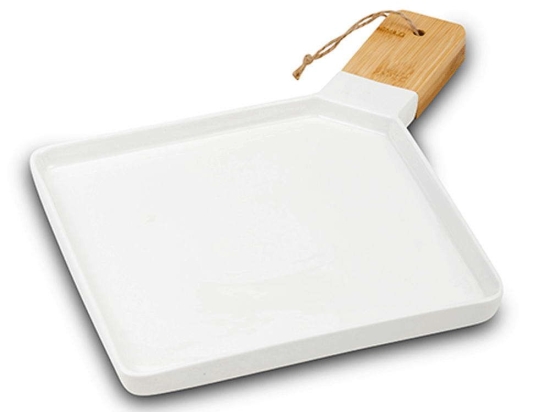 Πιατέλα Σερβιρίσματος Με Λαβή Terrestrial 10-263-027 45x35x2cm White-Natural Nava Πορσελάνη,Bamboo