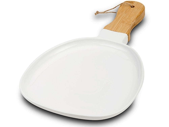Πιατέλα Σερβιρίσματος Με Λαβή Terrestrial 10-263-031 35x22x3cm White-Natural Nava Πορσελάνη,Bamboo