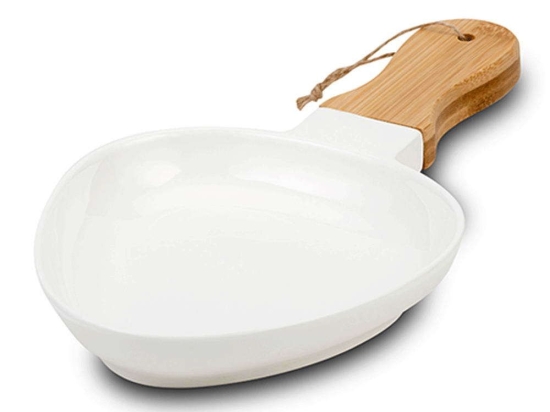 Πιατέλα Σερβιρίσματος Με Λαβή Terrestrial 10-263-045 32x15x6cm White-Natural Nava Πορσελάνη,Bamboo