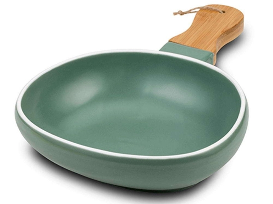 Πιατέλα Σερβιρίσματος Με Λαβή Terrestrial 10-263-149 31,5x20x6cm Green-Natural Nava Πορσελάνη,Bamboo