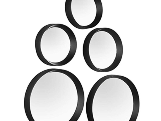 Καθρέπτης Τοίχου Στρογγυλός Lia (Σετ 5Τμχ) 1340102 Black Mirrors & More Πλαστικό, Γυαλί