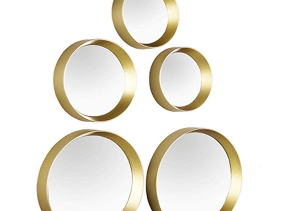 Καθρέπτης Τοίχου Στρογγυλός Lia (Σετ 5Τμχ) 1340179 Gold Mirrors & More Πλαστικό, Γυαλί