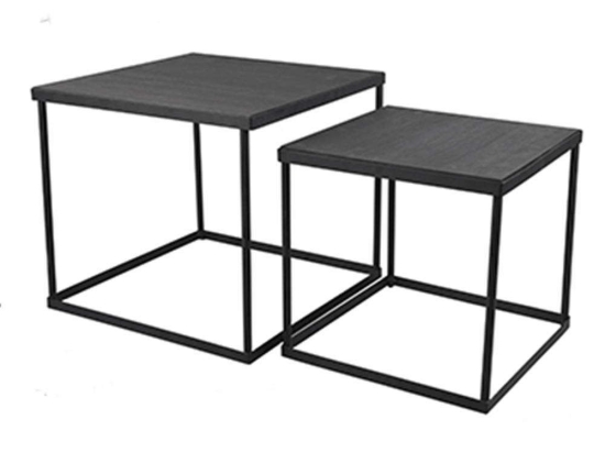 Τραπεζάκια Ζιγκόν Nele (Σετ 2Τμχ) 1240102 40x40x40/35x35x35cm Black Mirrors & More