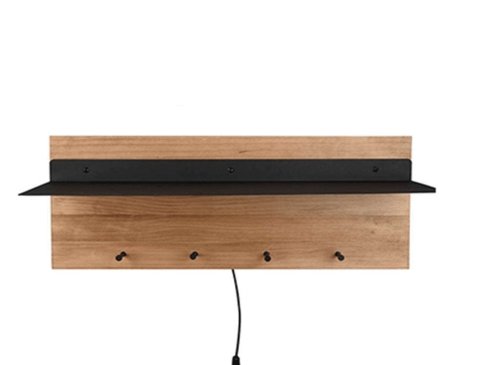 Κρεμάστρα Τοίχου Με Ράφι Romi 1400330 75x30x29,2cm Natural-Black Mirrors & More Μέταλλο,Ξύλο
