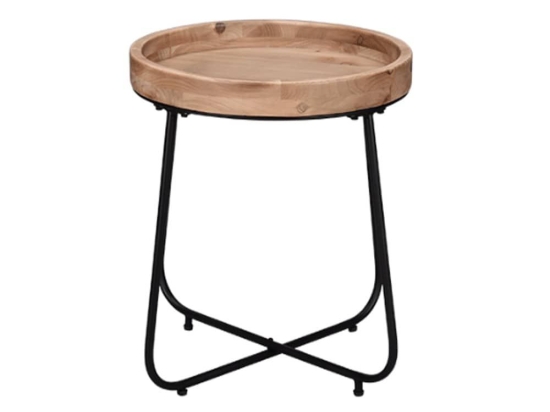 Τραπεζάκι Βοηθητικό Jil 2020130 52x48cm Natural-Black Mirrors & More