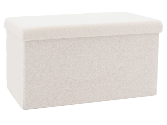 Σκαμπό-μπαούλο Forward pakoworld ύφασμα μπουκλέ ivory 76.5x38x37.5εκ