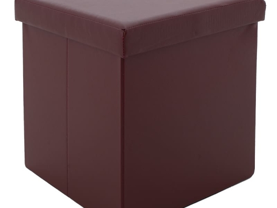 Σκαμπό-μπαούλο Crystal pakoworld pu σκούρο καφέ 38x38x38εκ