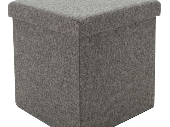 Σκαμπό-μπαούλο Crystal pakoworld ύφασμα γκρι 38x38x38εκ