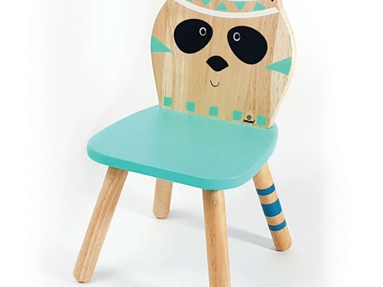 Καρέκλα Παιδική Indianimals Πάντα 22002 29x28x54cm Natural-Blue Svoora Rubberwood