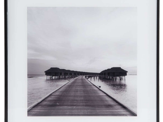Κάδρο "Βίλες Στη Θάλασσα" PT4126 Μικρό 30x30x2cm Black-White Present Time Κάθετοι Γυαλί