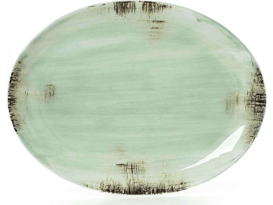Πιατέλα Σερβιρίσματος Οβάλ Country 37.120.06 38cm Green Cryspo Trio Πορσελάνη