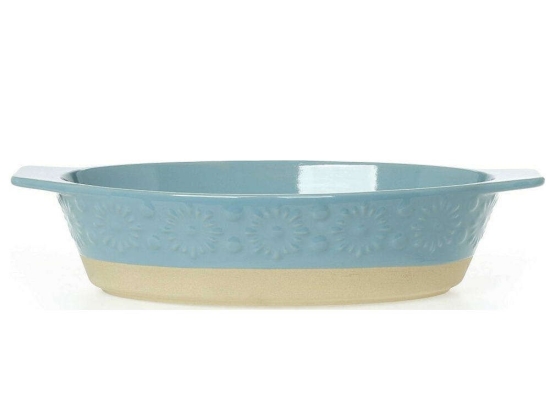 Πυρίμαχο Σκεύος Οβάλ Flower 37.055.85 39x23x9cm Petrol-Beige Cryspo Trio Κεραμικό