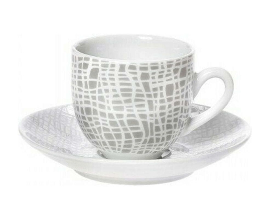 Φλυτζάνι Καφέ Με Πιατάκι Fashion 25.638.17 100ml White-Grey Cryspo Trio Πορσελάνη