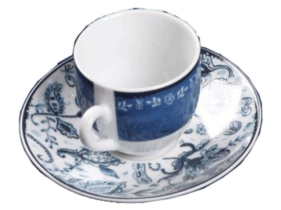 Φλυτζάνι Καφέ Με Πιατάκι Mediterraneo 25.275.17 100ml White-Blue Cryspo Trio Πορσελάνη