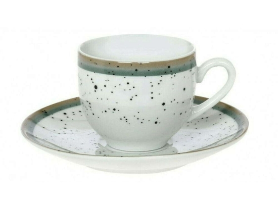 Φλυτζάνι Καφέ Με Πιατάκι Suomi 25.175.17 100ml White-Multi Cryspo Trio Πορσελάνη