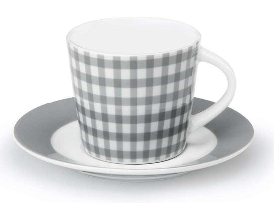 Φλυτζάνι Τσαγιού Με Πιατάκι Fino 15.103.16 250ml White-Grey Cryspo Trio Πορσελάνη