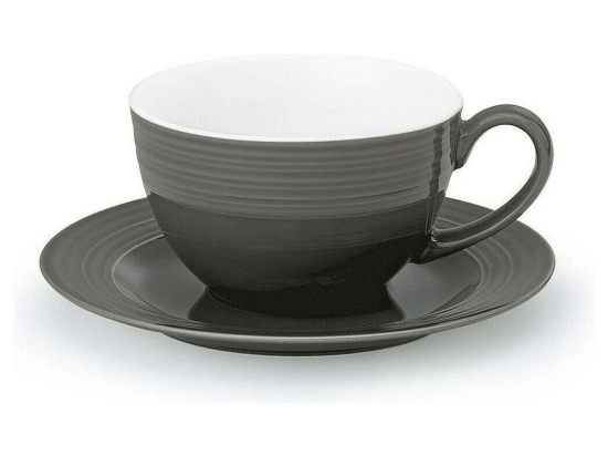 Φλυτζάνι Τσαγιού Με Πιατάκι Jasper 25.026.16 250ml Dark Grey Cryspo Trio Πορσελάνη