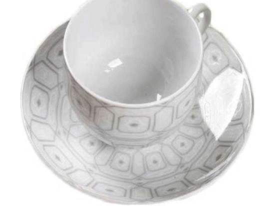 Φλυτζάνι Τσαγιού Με Πιατάκι Ovvio 25.627.16 250ml White-Grey Cryspo Trio Πορσελάνη