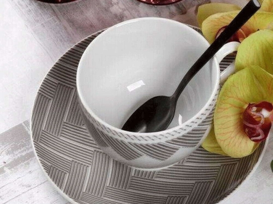 Φλυτζάνι Τσαγιού Με Πιατάκι Plaza 25.743.16 250ml Beige-Multi Cryspo Trio Πορσελάνη