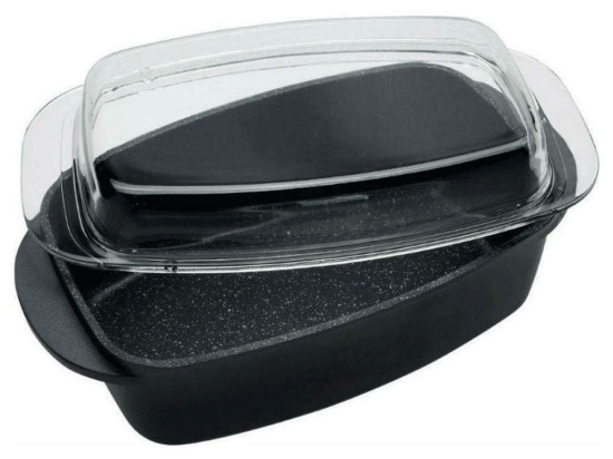Γάστρα Με Γυάλινο Καπάκι 70.020.40 40x22x10,7cm Black Cryspo Trio Αλουμίνιο