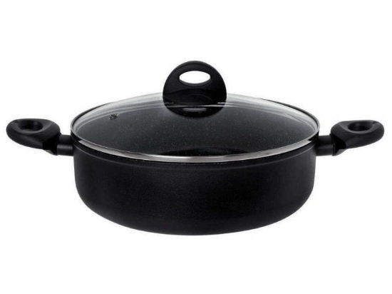 Κατσαρόλα Ρηχή Petra 70.020.030 Φ28cm Black Black Cryspo Trio 28cm Αλουμίνιο