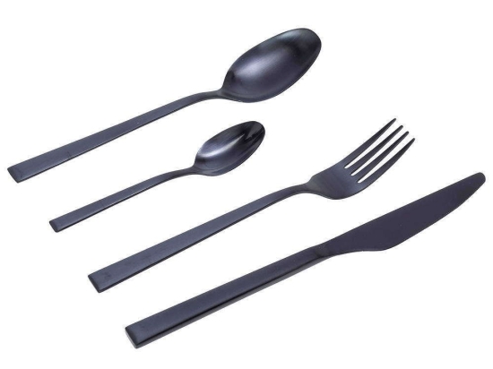 Μαχαιροπίρουνα Durable (Σετ 24Τμχ) 45.562.04 Black Cryspo Trio 24 τμχ Ανοξείδωτο Ατσάλι