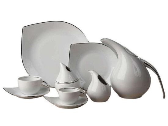 Σερβίτσιο Πιάτα Φαγητού Drop  (Σετ 20Τμχ) 38.001.40 White-Platinum Cryspo Trio 20 τμχ Πορσελάνη