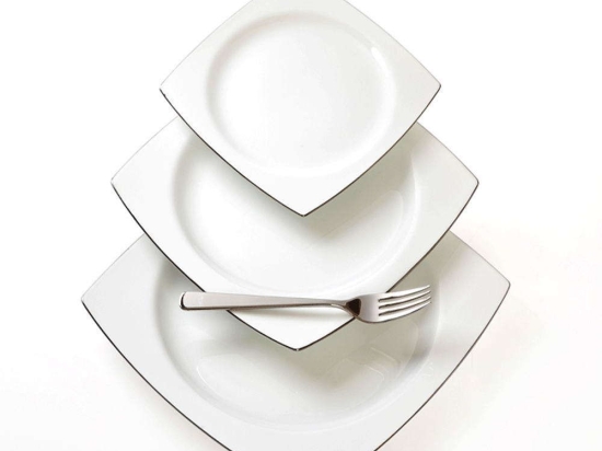 Σερβίτσιο Πιάτα Φαγητού Quadro (Σετ 20Τμχ) 55.001.40 White-Platinum Cryspo Trio 20 τμχ Πορσελάνη