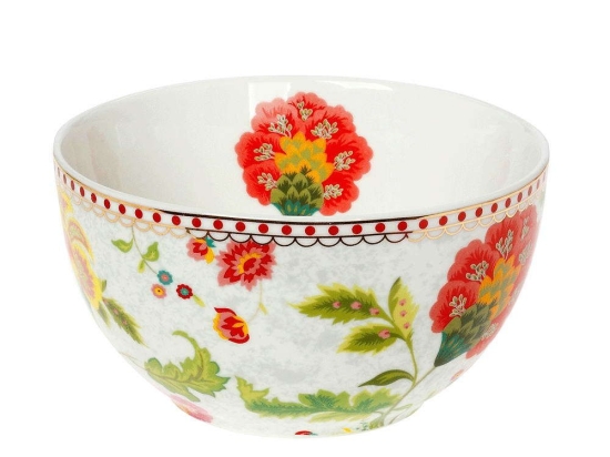 Μπωλ Δημητριακών Floral Grey Φ12cm Grey-Multi Cryspo Trio Πορσελάνη
