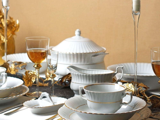 Σερβίτσιο Πιάτα Φαγητού Ivona (Σετ 72Τμχ) 36.001.30P White-Platinum Cryspo Trio 72 τμχ Πορσελάνη