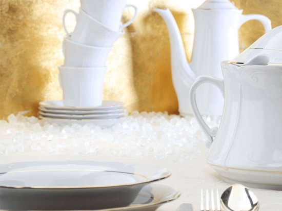 Σερβίτσιο Πιάτα Φαγητού Kamelia (Σετ 20Τμχ) 41.001.40P White-Platinum Cryspo Trio 20 τμχ Πορσελάνη