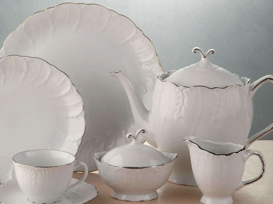 Σετ Τσαγιού Jasmine (9Τμχ) 29.001.31P White-Platinum Cryspo Trio Πορσελάνη