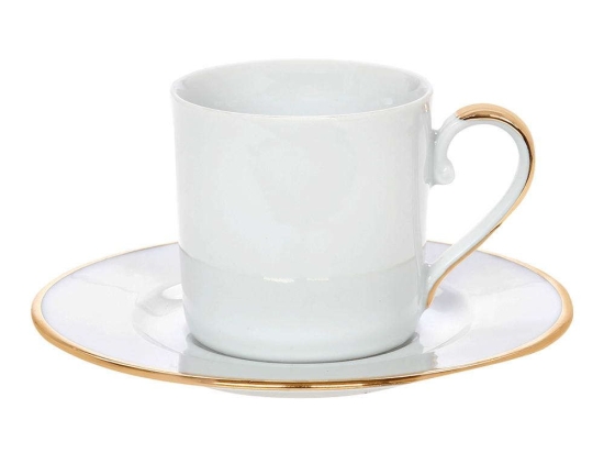Φλυτζάνι Καφέ Elegance 24.001.17 G 120ml White-Gold Cryspo Trio Πορσελάνη