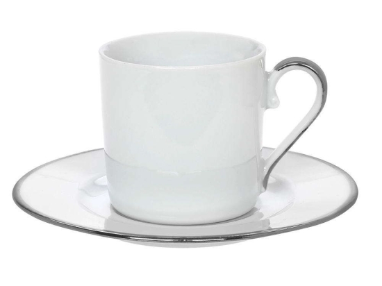 Φλυτζάνι Καφέ Elegance 24.001.17 P 120ml White-Platinum Cryspo Trio Πορσελάνη