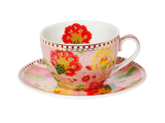 Φλυτζάνι Καφέ Floral Pink 14.221.17 120ml Pink-Multi Cryspo Trio Πορσελάνη