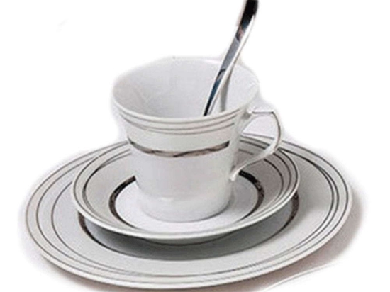 Φλυτζάνι Καφέ Platinum 24.261.17 White-Platinum Cryspo Trio Πορσελάνη