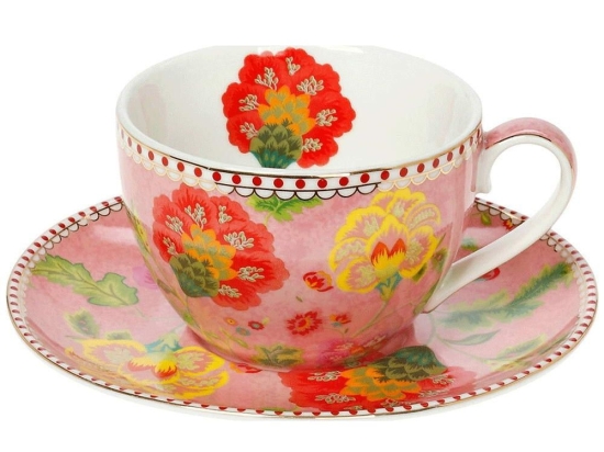Φλυτζάνι Τσαγιού Floral Pink 14.221.16 280ml Pink-Multi Cryspo Trio Πορσελάνη