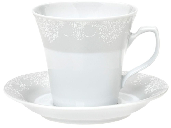 Φλυτζάνι Τσαγιού Με Πιατάκι Deco Classico 24.480.16 250ml White-Beige Cryspo Trio Πορσελάνη