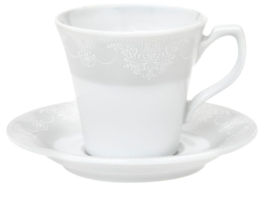 Φλυτζάνι Καφέ Με Πιατάκι Deco Classico 24.480.17 110ml White-Beige Cryspo Trio Πορσελάνη