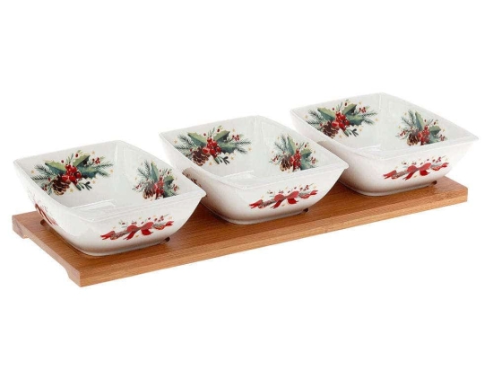 Ορντεβιέρα 3 Θέσεων Με Βάση Bamboo 65.000.134 White-Natural Cryspo Trio Πορσελάνη