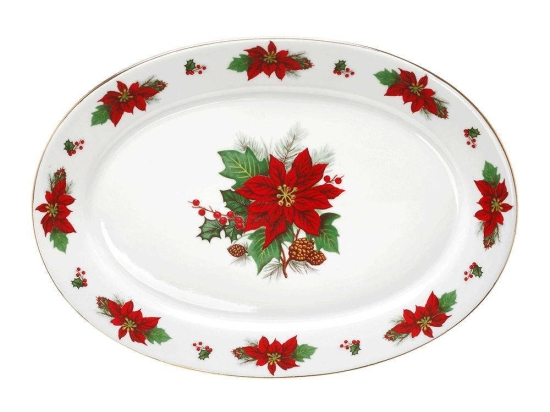 Πιατέλα Σερβιρίσματος Οβάλ Poinsettia 06.241.06 38cm Multi Cryspo Trio
