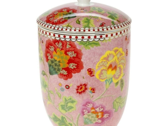 Μπισκοτιέρα Floral Pink 14.221.55 Φ11x18cm 1,3Lt Pink-Multi Cryspo Trio Πορσελάνη