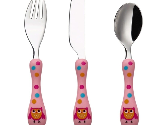 Μαχαιροπίρουνα Παιδικά Owl (Σετ 3Τμχ) 45.100.086 Multi-Pink Cryspo Trio 3 τμχ Ανοξείδωτο Ατσάλι