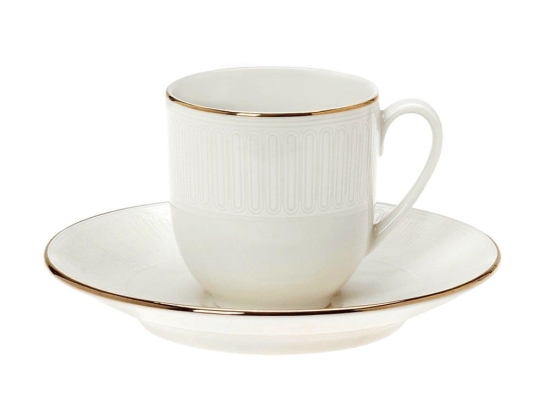 Φλυτζάνι Καφέ Με Πιατάκι 03.100.17 120ml Ivory-Gold Cryspo Trio Πορσελάνη