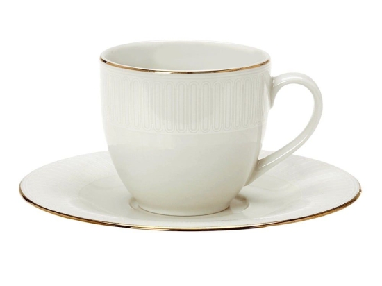 Φλυτζάνι Τσαγιού Με Πιατάκι 03.100.16 250ml Ivory-Gold Cryspo Trio Πορσελάνη
