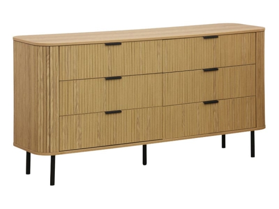 Συρταριέρα Scandi pakoworld με 6 συρτάρια φυσικό 153x46x81εκ