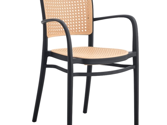 Πολυθρόνα Juniper pakoworld με UV protection PP μπεζ-μαύρο 56x52.5x86.5εκ.