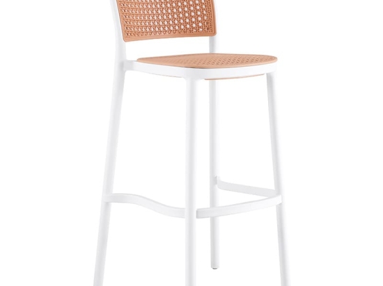 Σκαμπό μπαρ Juniper pakoworld με UV protection PP μπεζ-λευκό 51x52x102.5εκ.